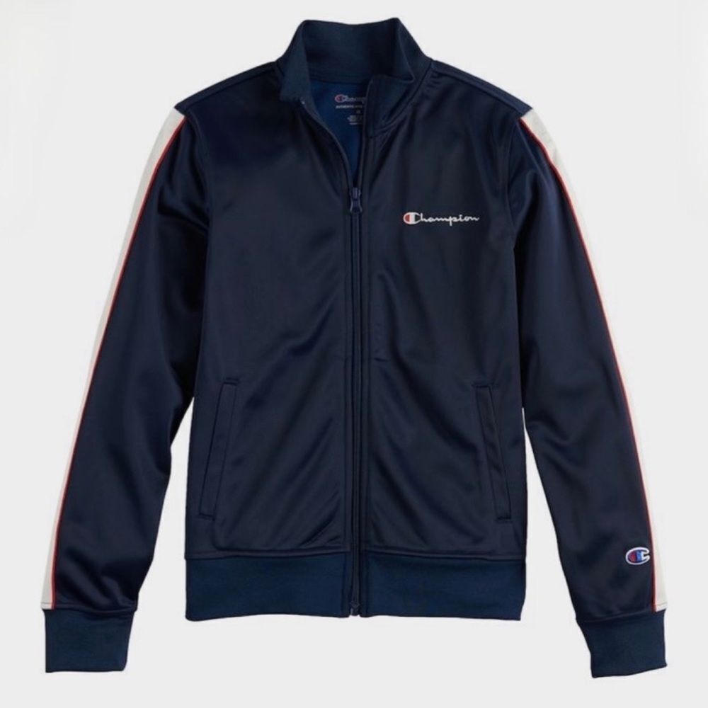 Champion Boy's Tricot Track Taped Sleeve Full Zip Jacket Size Medium